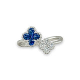 18K W Gold 1.10ctw Sapphire & 0.21ctw G/SI1 Diamond Double Clover Band - Walter Bauman Jewelers