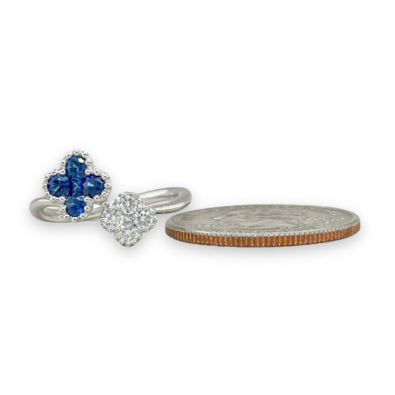 18K W Gold 1.10ctw Sapphire & 0.21ctw G/SI1 Diamond Double Clover Band - Walter Bauman Jewelers