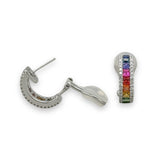 18K W Gold 1.58ctw Multicolor Sapphires and 0.34ctw G/SI1 Diamond Hoop Earrings - Walter Bauman Jewelers