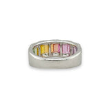 18K W Gold 2.26ctw Baguette Multicolor Sapphire 0.44ctw H/SI1 Diamond Ring - Walter Bauman Jewelers