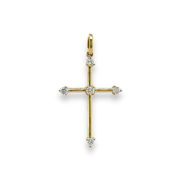 18K Y Gold G/SI1 0.12ctw Diamond Cross - Walter Bauman Jewelers