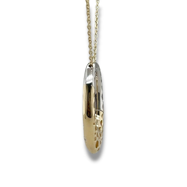 14K TT 0.18ctw G/SI1 Oval Bezel Set Diamond Pendant