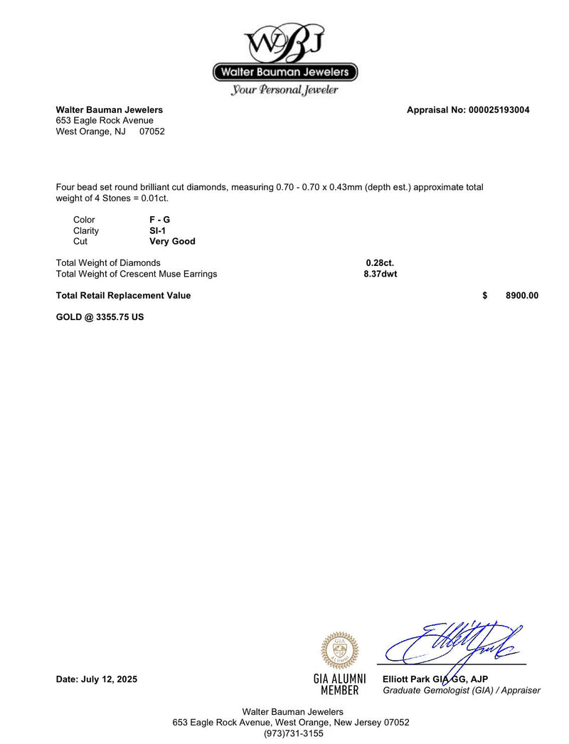 Estate 18K TT Gold 0.28ctw Diamond Woman on The Moon Earrings