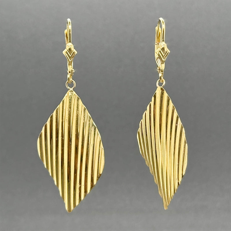 Estate 18K Y Gold Ribbed Dangle Earrings