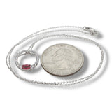 14K W Gold 0.28ctw G/SI1 Diamonds and 0.35ctw Ruby Circle Pendant