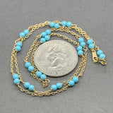Estate 18K Y Gold Turquoise Beaded Station Necklace