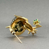 Estate 18K Y Gold 0.35ctw Emerald & 0.36ctw Diamond Owl Pin