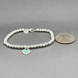 Estate Tiffany & Co. SS Blue Love Tag Beaded Bracelet