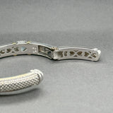 Estate Judith Ripka SS 18 3.96ctw Blue Topaz & 0.08ctw Diamond Cuff Bracelet