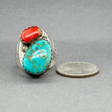 Estate SS Turquoise & Coral Cocktail Ring