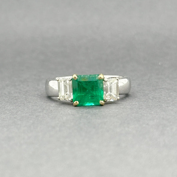 Estate 18K TT Gold 1.37ct Emerald & 0.98ctw Diamond Ring EGL