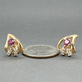 Estate 14K Y Gold 0.86ctw Sapphire & 0.16ctw Diamond Stud Earrings