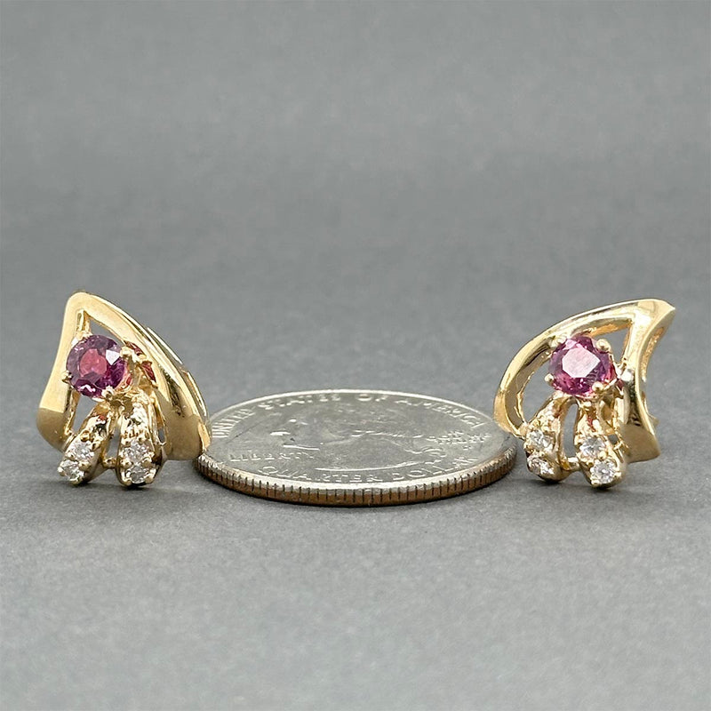 Estate 14K Y Gold 0.86ctw Sapphire & 0.16ctw Diamond Stud Earrings