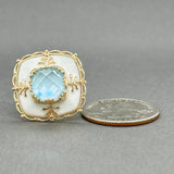 Estate 14K Y Gold 10.67ctw Agate & Blue Topaz Ring