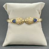 Estate 14K Y Gold Lion Head Enamel Cuff Bracelet
