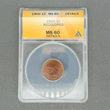 Estate 1900 Indian Head Penny ANACS MS 60 Details Recolored