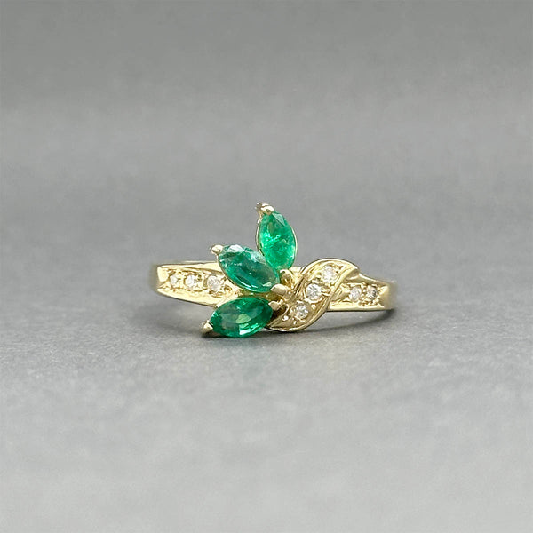 Estate 14K Y Gold 0.42ctw Emerald & 0.05ctw Diamond Ring