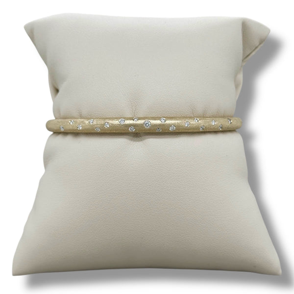 14K Y Gold 0.32ctw  F/SI1 Brushed Finish Diamond Bangle