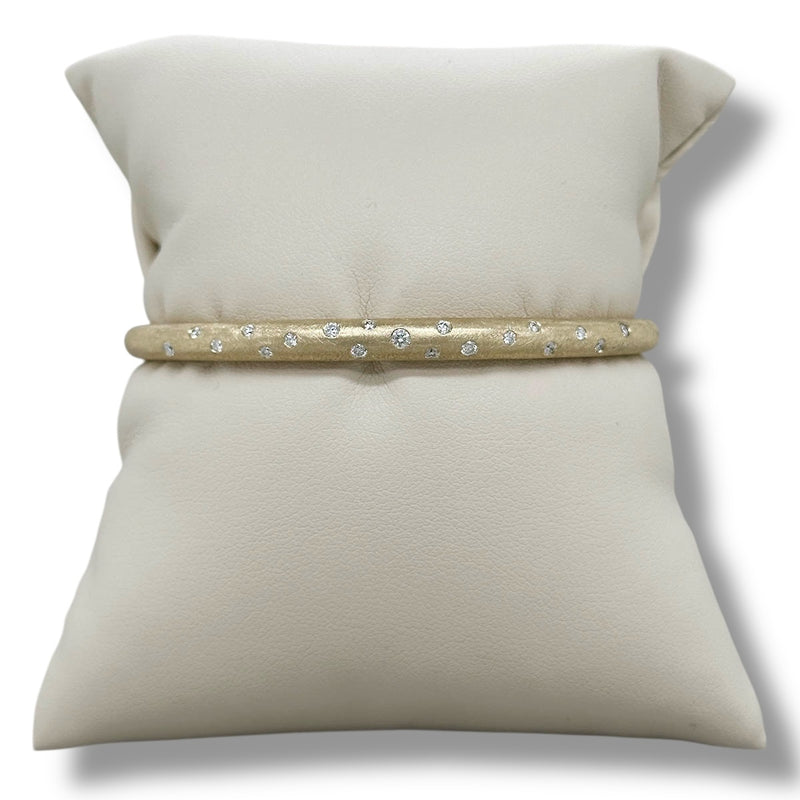 14K Y Gold 0.32ctw  F/SI1 Brushed Finish Diamond Bangle