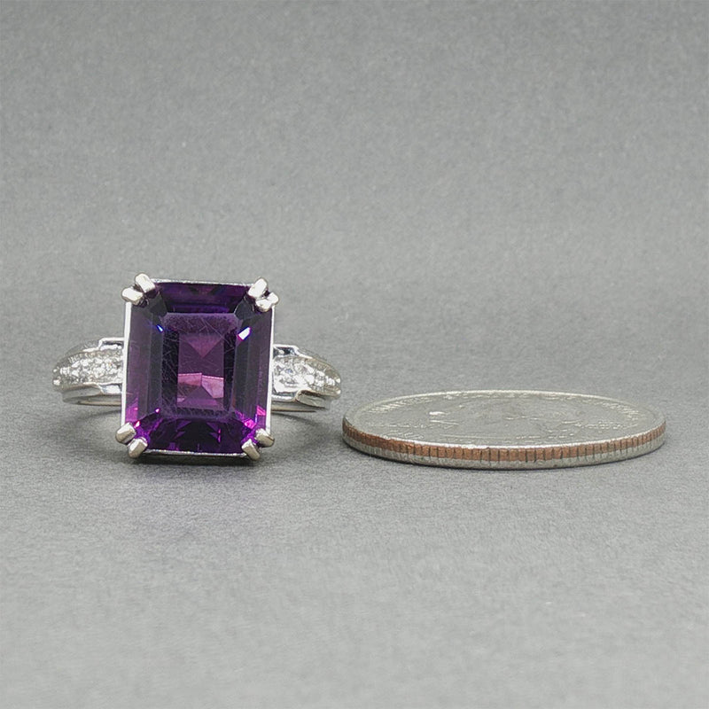 Estate 18K W Gold 5.49ct Amethyst & 0.04ctw Diamond Cocktail Ring