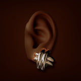 Estate 14K Y Gold X Button Earrings