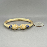 Estate 14K Y Gold Lion Head Enamel Cuff Bracelet