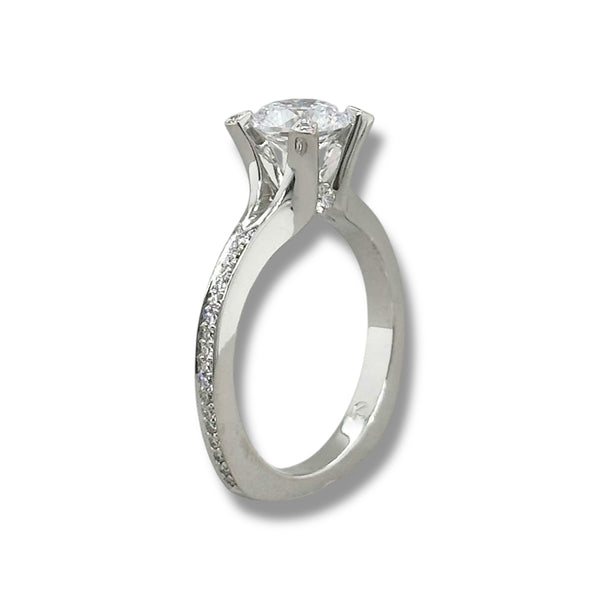 Claude Thibaudeau Monture de fiançailles en or 18 carats 0,25 carat avec diamants