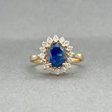 Estate 14K Y Gold 1.63ct Sapphire & 0.47ctw Diamond Cocktail Ring