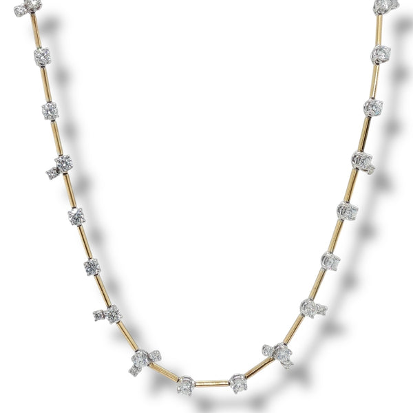 14K Y Gold 16" 1.72ctw F/SI1 Bar Diamond Necklace
