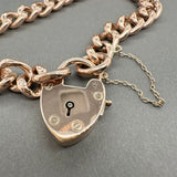 Estate 9K R Gold Heart Padlock Bracelet