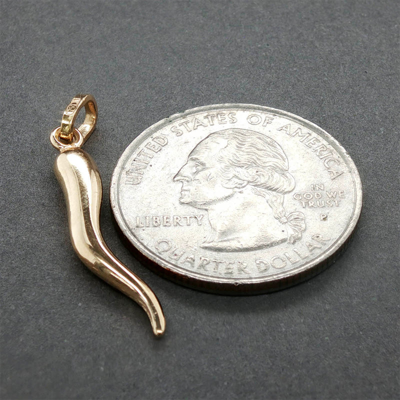 Estate 18K Y Gold 22.75mm Italian Horn Pendant