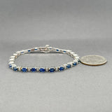 Estate 14K W Gold 7.92ctw Sapphire & 0.50ctw Diamond Bracelet