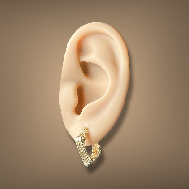 Estate 14K Y Gold Filigree Square Hoop Earrings