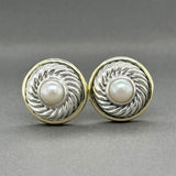 Estate David Yurman SS 14 Pearl Cookie Earclips