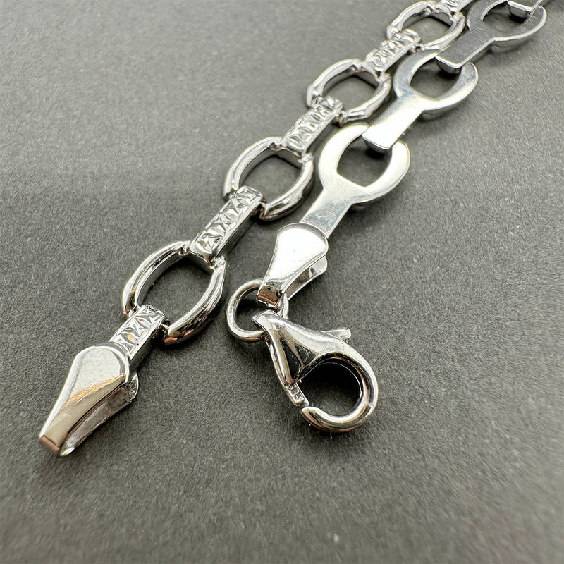 Estate 14K W Gold 6.06mm Stampado Link Bracelet