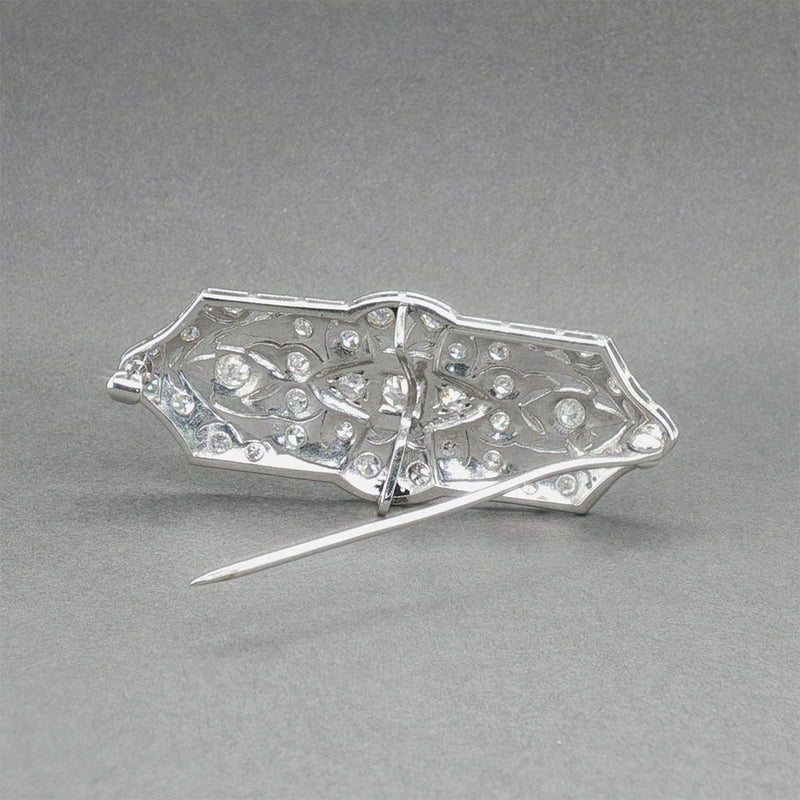 Estate Art Deco Platinum 1.36ctw H-K/SI1-2 Diamond Brooch
