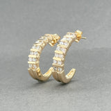Estate 14K Y Gold 0.85ctw I-J/I1 Diamond J Hoop Earrings