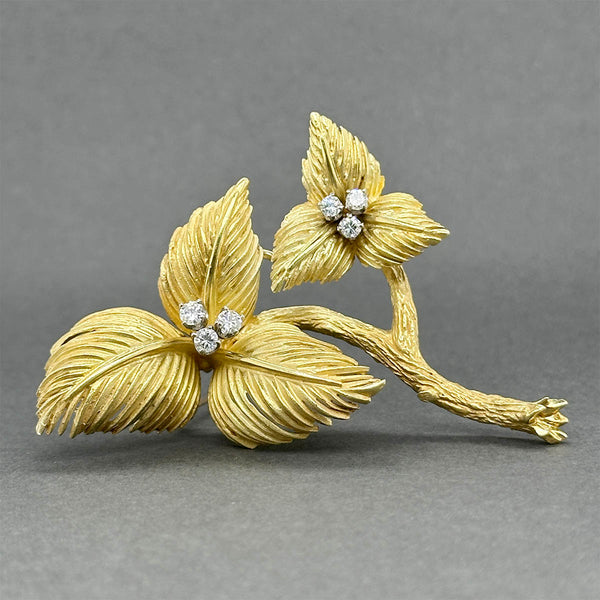 Estate Cartier 18K Y Gold 0.42ctw Diamond Flower Brooch