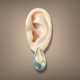 Estate 18K Y Gold 30.8mm Hollow Oval Hoop Earrings