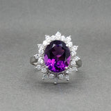 Estate 14K W Gold 3.36ct Lab-Created Amethyst & 0.48ctw Diamond Ring