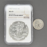 Estate 0.999 Fine Silver 1987 American Silver Eagle NGC MS 69 c