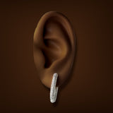 Estate 14K W Gold 0.68ctw H-I/SI1-2 Diamond In/Out Hoop Earrings