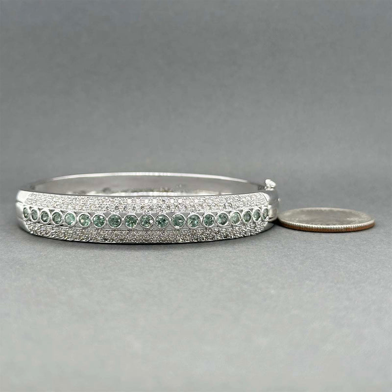 Estate Levian 14K W Gold 2.09ctw Chrysoberyl & 1.54ctw Diamond Bracelet