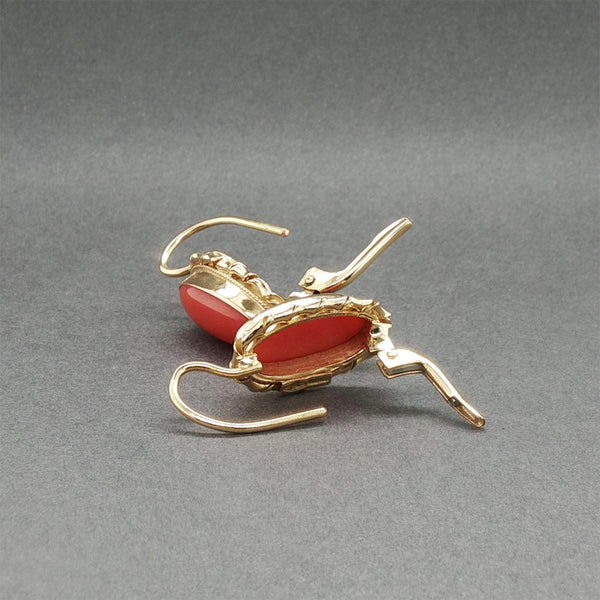 Estate 18K Y Gold 4.40ctw Coral Drop Earrings