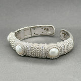 Estate Judith Ripka SS CZ & Pearl Cuff Bracelet