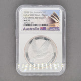 Estate 0.999 Fine Silver 2018-P  Australian Dove NGC MS 70