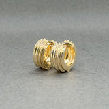 Estate 14K Y Gold Stepped 14mm Huggie Earrings