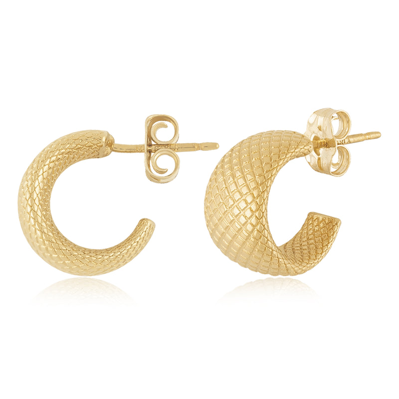 14k Y Gold Hollow Faceted Small Hoop Earrings