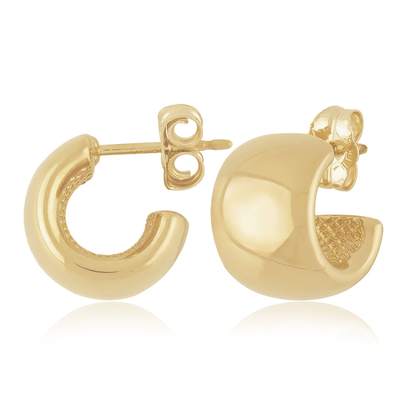 14k Y Gold  11mm Hollow High Polished Hoop Earrings