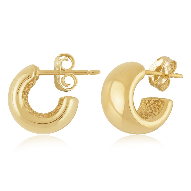 14k Y Gold  10mm Hollow High Polished Hoop Earrings